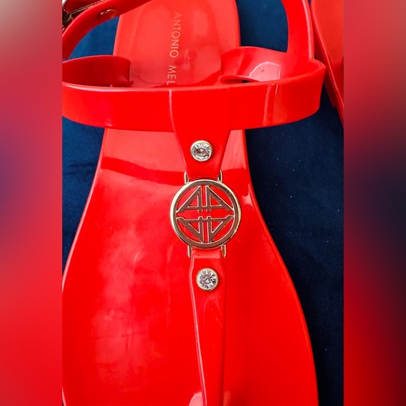 NEW Antonio Melani Jelliez Emblem Thong Jelly Sandals Red Size 9 - Picture 5 of 6